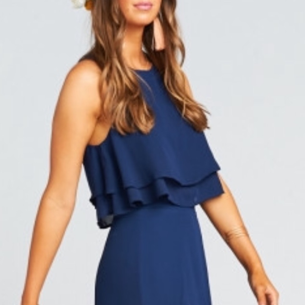 KING BRIDESMAIDS CROP TOP ~ RICH NAVY CRISP ~ L